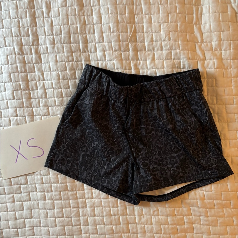 Black Leopard Print Shorts